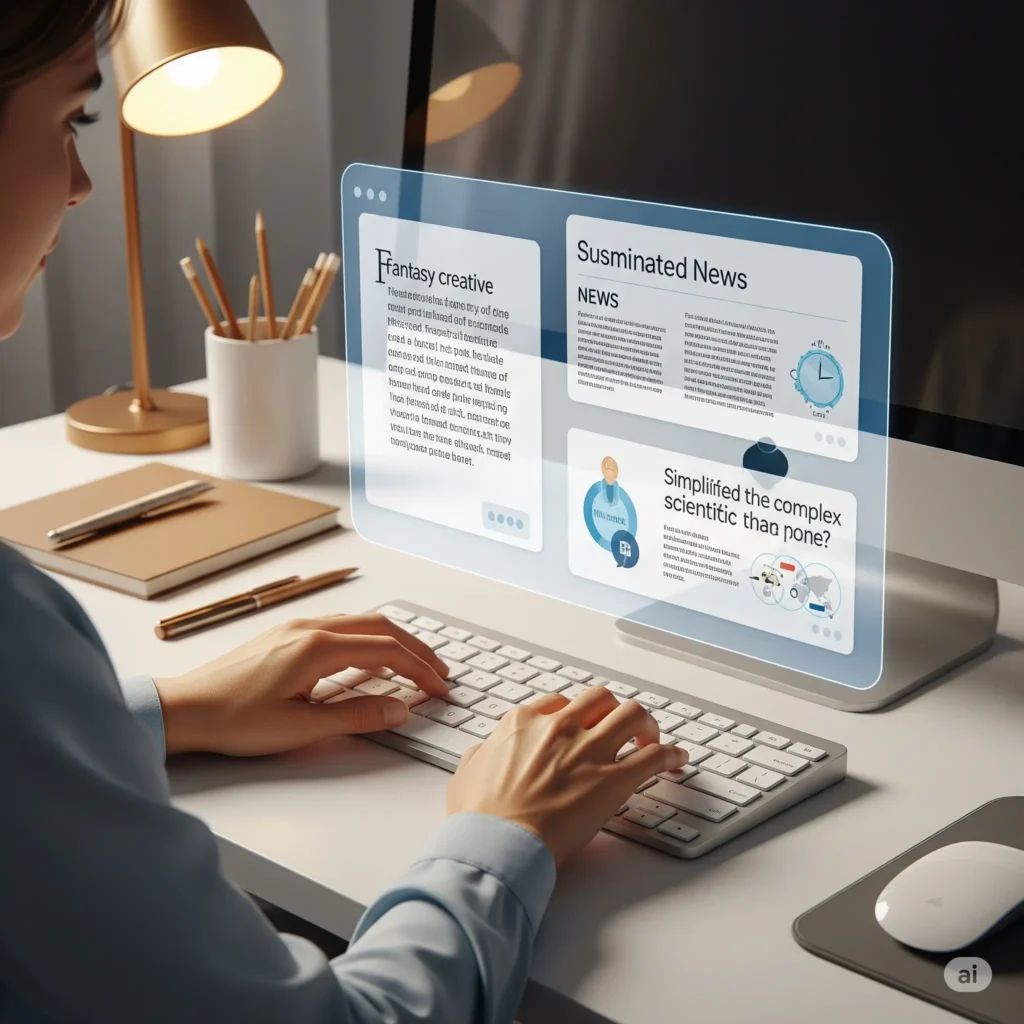 Illustration of human and AI hands refining an AI prompt by adding context and examples, demonstrating practical AI prompting tips
