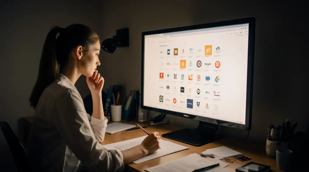 A human designer curating options from a generative AI for artists.