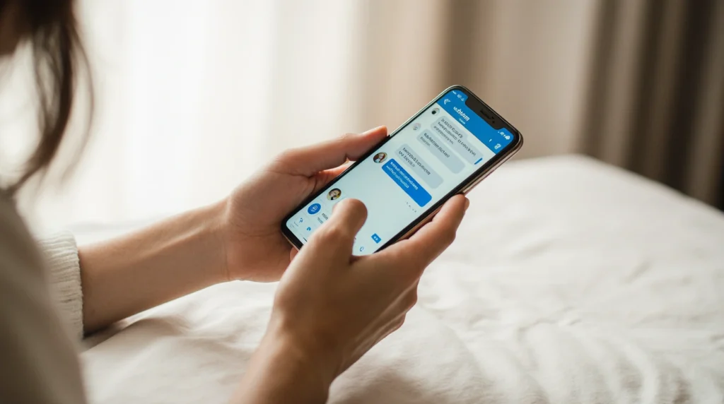 A person using ChatGPT for mental wellness on their smartphone.