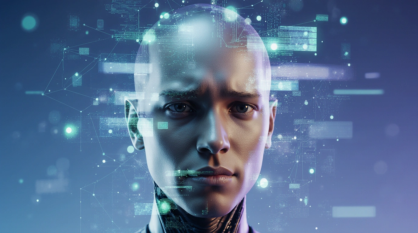 Person scrutinizing AI-generated text for inaccuracies, representing the challenge of AI hallucination.