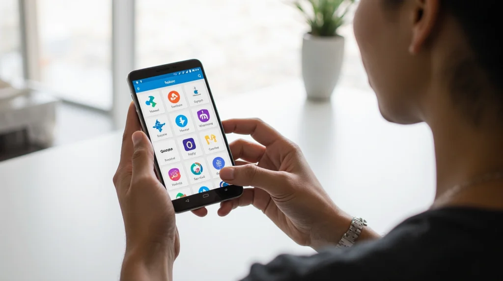 A person comparing top health AI apps on their smartphone.