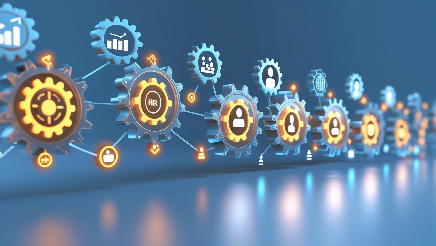 An ultimate guide to AI-powered business processes, showing the automation of business workflows.