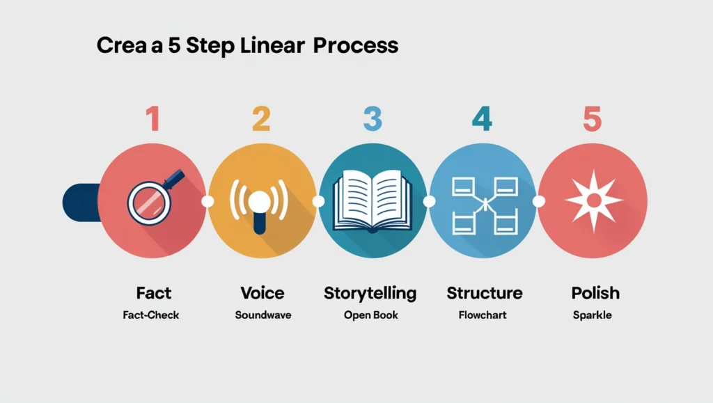 An infographic showing the 5-step process for editing AI generated text.