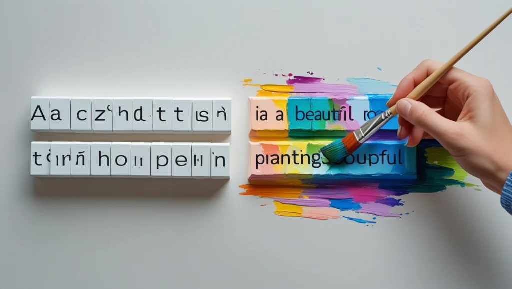 A human hand adding color and life to robotic text, a key step for ChatGPT for bloggers.