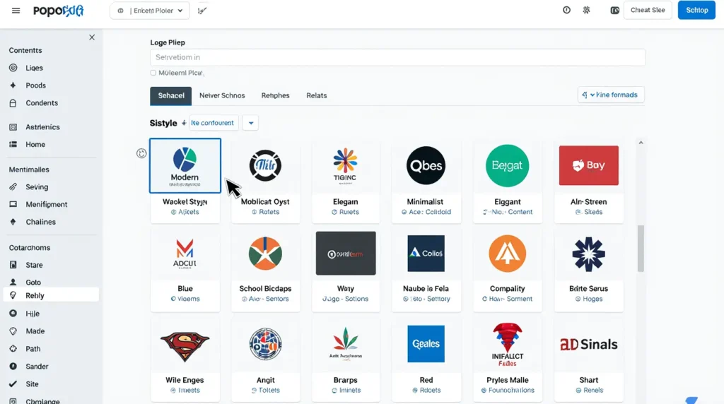 Choosing styles and colors in an AI logo generator as part of the logo design process for beginners.