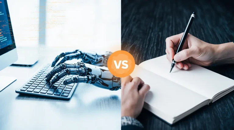 A comparison of AI vs human writer for content creation.