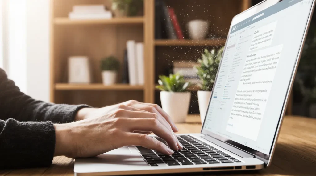 Using AI text generation tools for content creation.
